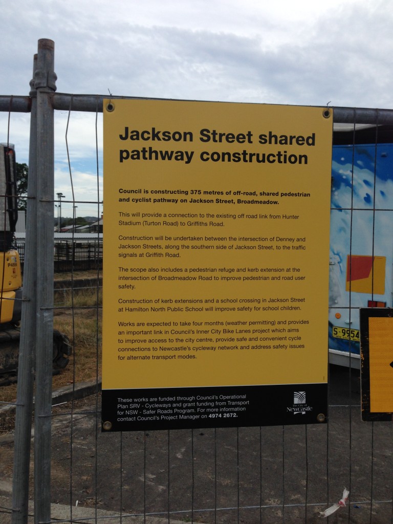 Jackson Street shared pathway construction.